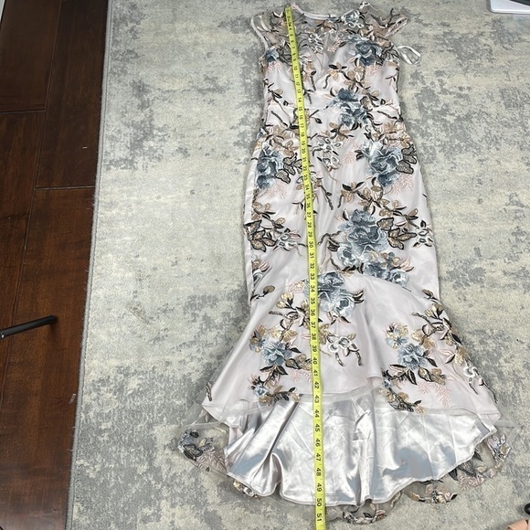 Bariano Formal Dress Embroidered Metallic Shimmer Mermaid Mesh High Low Sz 8 - Picture 7 of 12